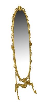 Lot 754 - Gilt framed oval cheval mirror