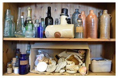 Lot 630 - Quantity of vintage bottles, pot lids, etc