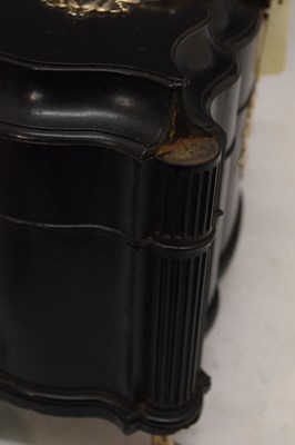 Lot 71 - Set of George II silver tea canisters and sugar box in fitted ebonised case
