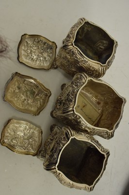 Lot 71 - Set of George II silver tea canisters and sugar box in fitted ebonised case
