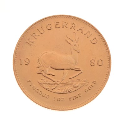 Lot 102 - South African 1oz fine gold Krugerrand coin, 1980