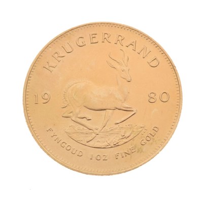 Lot 101 - South African 1oz fine gold Krugerrand coin, 1980