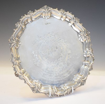 Lot 171 - George V silver salver with engraved presentation inscription, Haslingden Town Council
