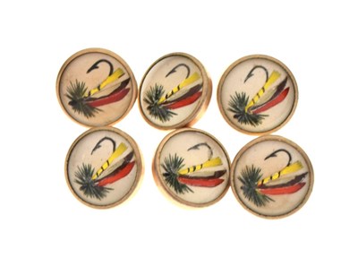 Lot 75 - Angling interest: set of six gilt metal buttons