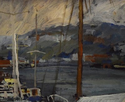 Lot 485 - Neil Murison - Oil on board - Lower Clifton from the river