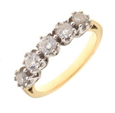 Lot 4 - 18ct gold five stone diamond ring