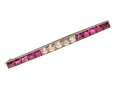 Lot 19 - Diamond and ruby line brooch
