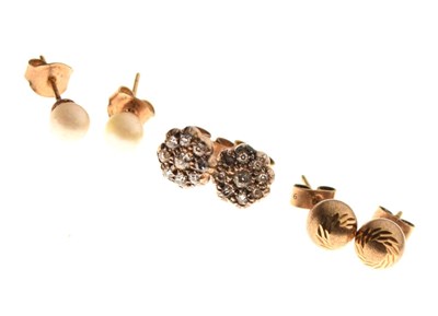 Lot 84 - Three pairs of ear studs