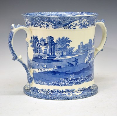 Lot 342 - Staffordshire blue and white transfer printed monumental cider jug