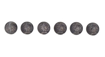 Lot 75 - Cased set of six silver Art Nouveau buttons