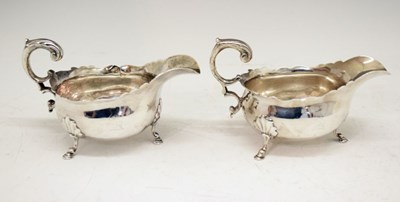 Lot 72 - Pair of George II silver sauceboats