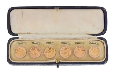 Lot 73 - Cased set of six 9ct gold Edwardian buttons