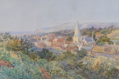 Lot 610 - Arthur Wilde Parsons (1847-1920) - Watercolour - Rural landscape with St Dubricious Church