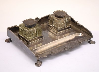 Lot 88 - George V silver desk inkstand