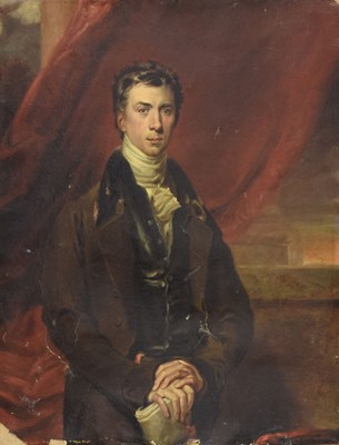Lot 382 - Circle of Thomas Phillips, (1770-1845) - Oil on paper - Portrait of a young gentleman