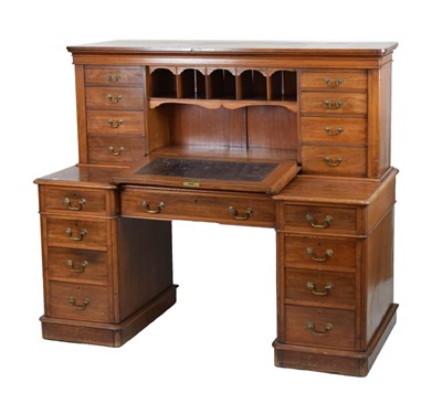 Lot 549 - Late Victorian or Edwardian mahogany twin pedestal writing desk