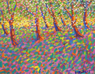 Lot 483 - Paul Stephens - Oil on board - 'Blossom: Apple Orchard'