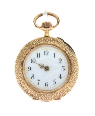 Lot 135 - 14k/585 open face fob watch