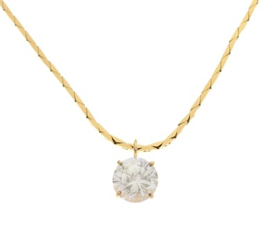 Lot 88 - 9ct gold chain with a single clear stone pendant, 6.2g gross approx