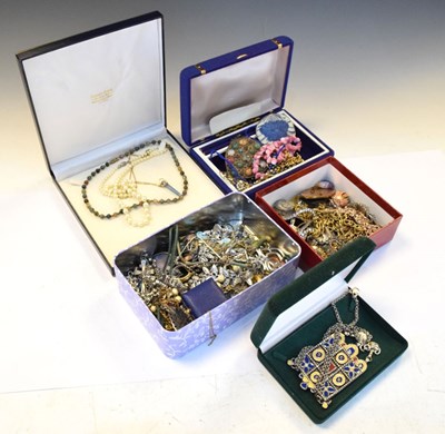 Lot 104 - Pair of Queen Mary cufflinks, and a large selection of costume jewellery