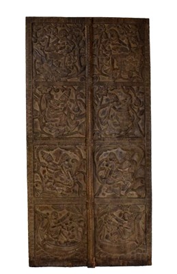 Lot 270 - Indian (Rajasthan) carved hardwood door