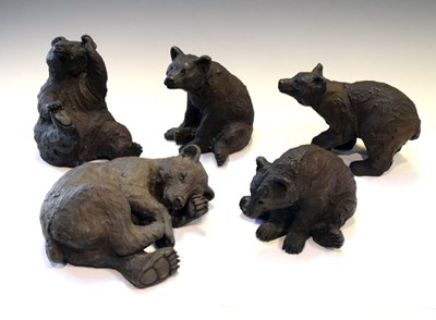 Lot 202 - Suzie Marsh - Group of five 'bronzed' bear sculptures