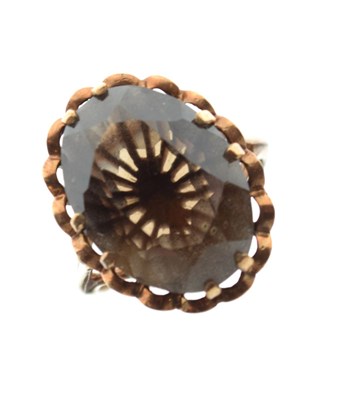 Lot 11 - Smoky quartz ring stamped '9ct'
