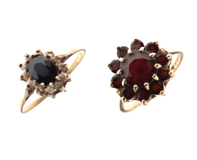 Lot 26 - Two 9ct gold gem-set cluster rings