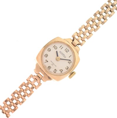 Lot 127 - Lady's 9ct gold Roamer Incabloc 17 cocktail watch