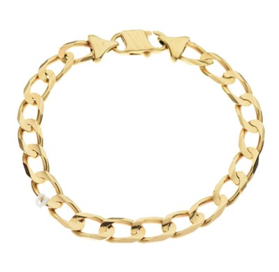 Lot 40 - Yellow metal filed curb-link bracelet, stamped '750'
