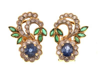 Lot 50 - Pair of multi-gem floral spray ear studs