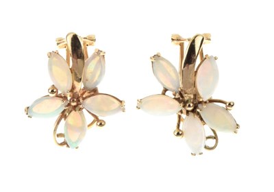 Lot 35 - Pair of opal ear studs