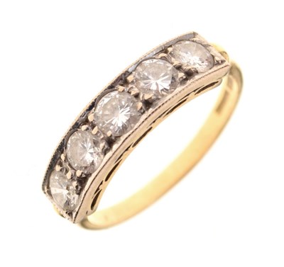 Lot 5 - Five stone diamond 18ct gold half hoop ring