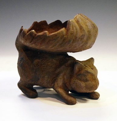 Lot 192 - Unusual cast iron squirrel nut dish or bird feeder