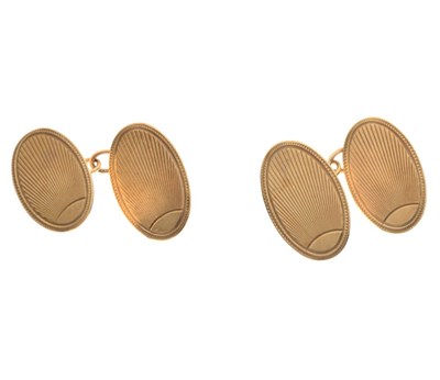 Lot 32 - Pair of 9ct gold oval cufflinks