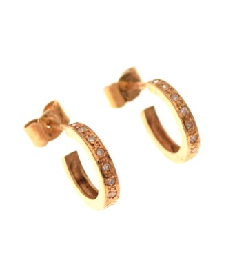 Lot 59 - Pair of 18ct gold diamond set hoop earrings