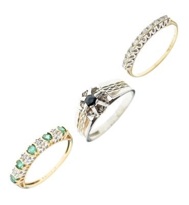 Lot 24 - Three 9ct gold gem set dress rings (3)