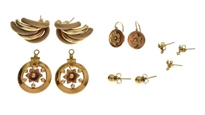 Lot 44 - Group of yellow metal and unmarked ear studs
