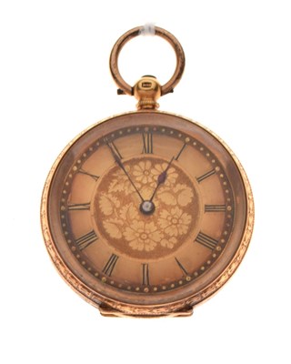 Lot 99 - Lady's 18k yellow metal open face pocket watch
