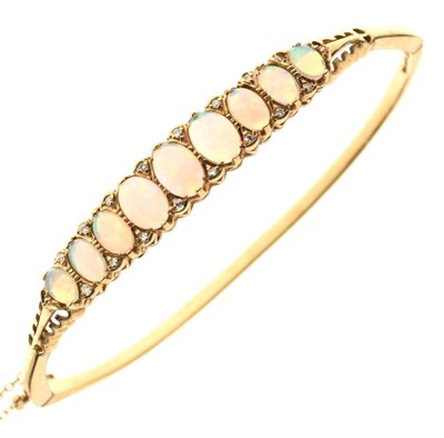 Lot 46 - 9ct gold and opal snap bangle