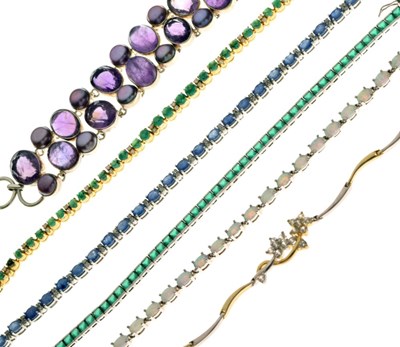 Lot 66 - Group of silver gem-set bracelets