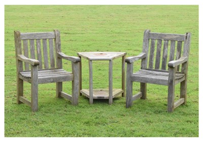 Lot 657 - Woodfurn three-piece teak garden set