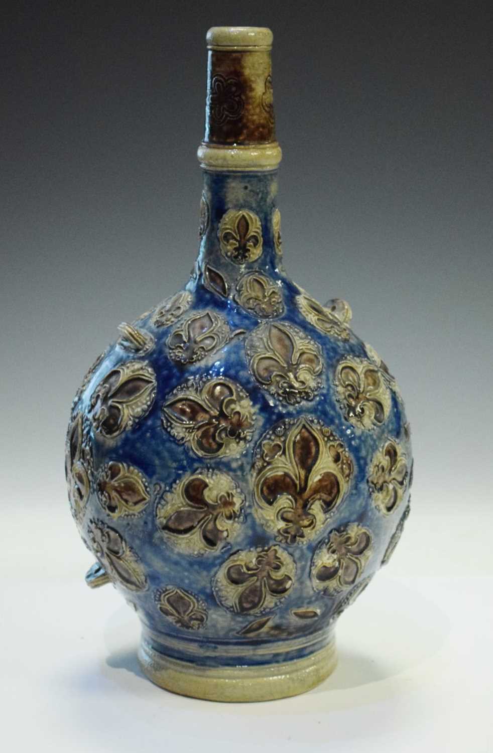 Lot 343 - 19th Century German Rhenish Westerwald salt glazed stoneware bottle