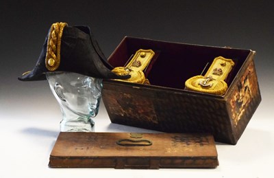 Lot 255a - Early 20th Century Naval officer's cocked bicorn hat and epaulettes
