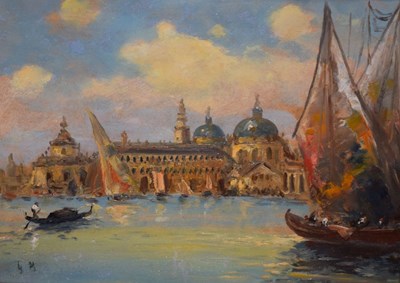 Lot 519 - Venetian School - Early 20th Century oil on card, Venetian Lagoon
