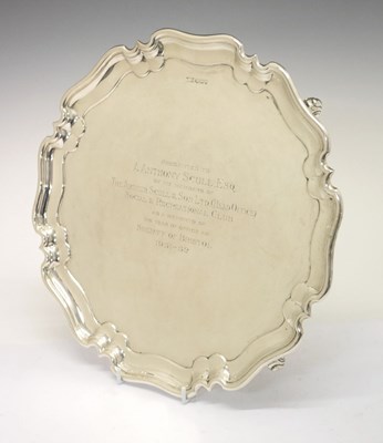 Lot 86 - George V silver salver with piecrust edge with Sherriff of Bristol presentational inscription