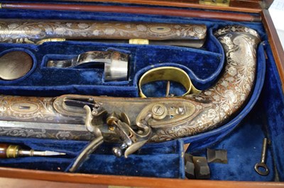 Lot 225 - Magnificent pair of French flintlock presentation pistols
