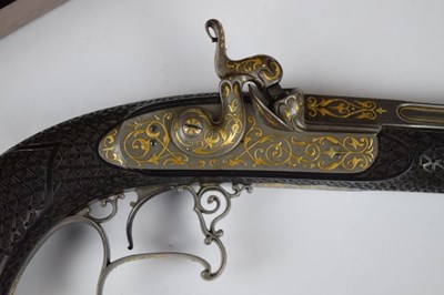 Lot 226 - Fine cased pair of French percussion duelling pistols by Geerinckx, Paris