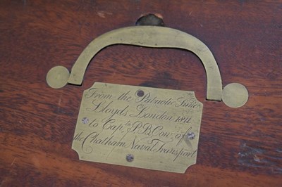Lot 221 - Mahogany sword case for a Lloyds Patriotic fund sword