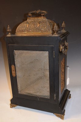 Lot 462 - Victorian ebonised triple fusee table clock